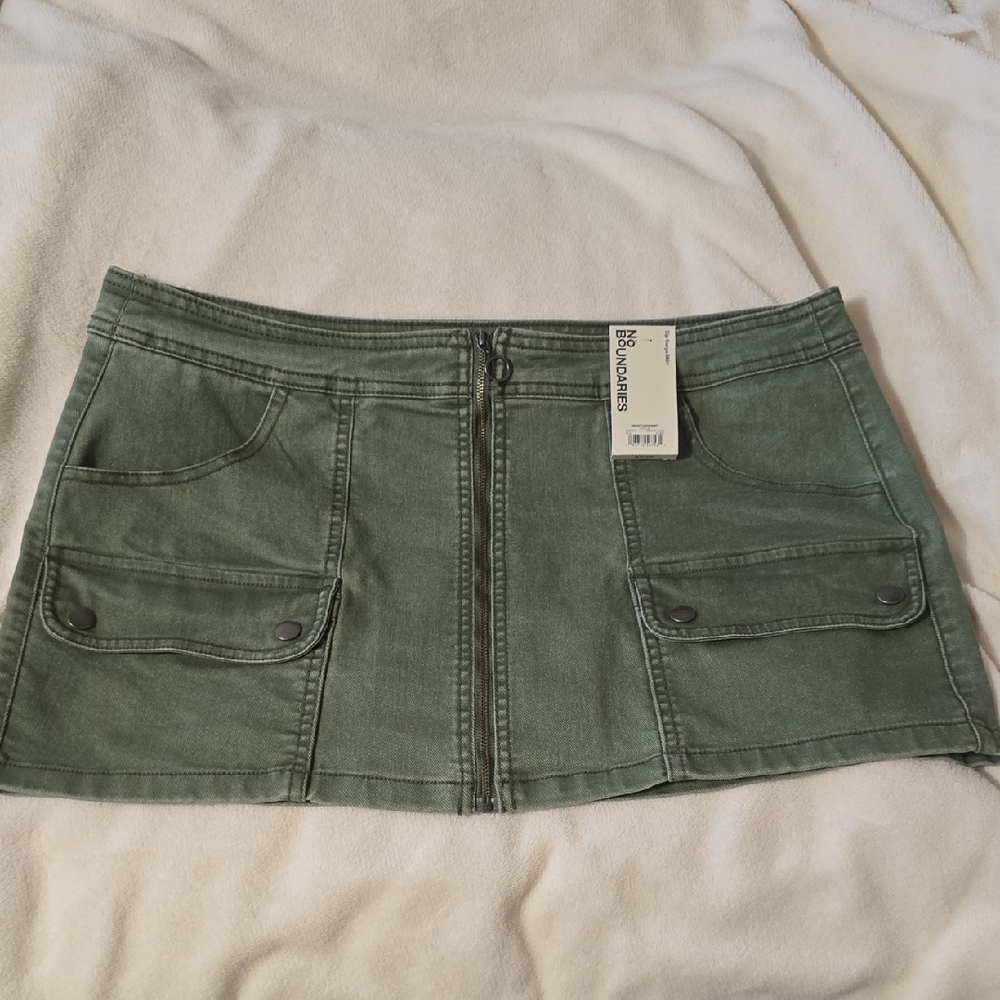 No Boundaries Green Cargo Mini Skirt